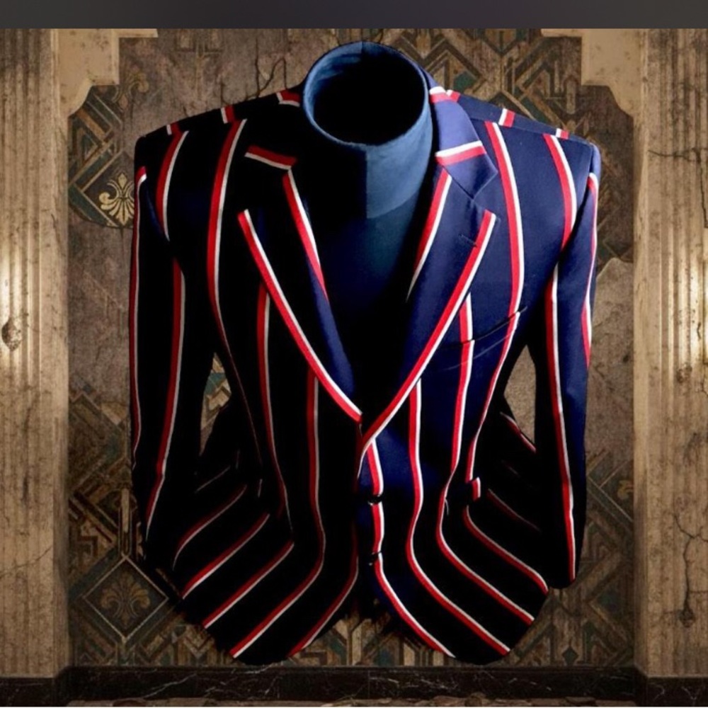 Brooks Brothers Rare Luxury Navy Blazer with Red and White Stripes High Quality - Picture 2 of 15
